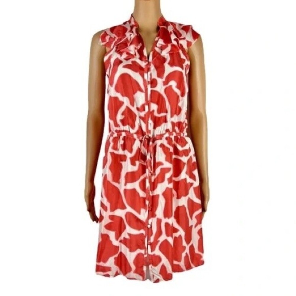 LOFT Ann Taylor Orange Giraffe Print Silk Sleeveless Mini Dress - 0 NWOT